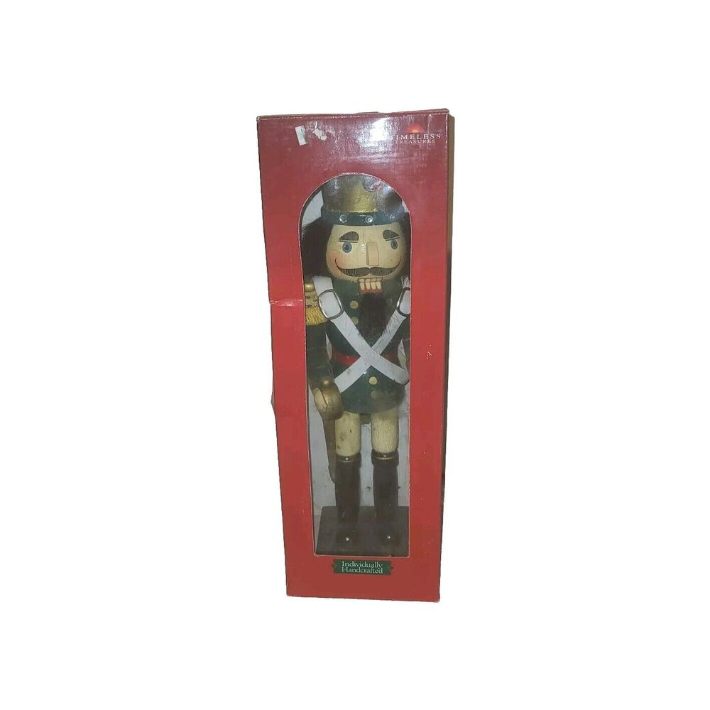 timeless treasures deluxe wooden Nutcracker,individually handcrafted color green